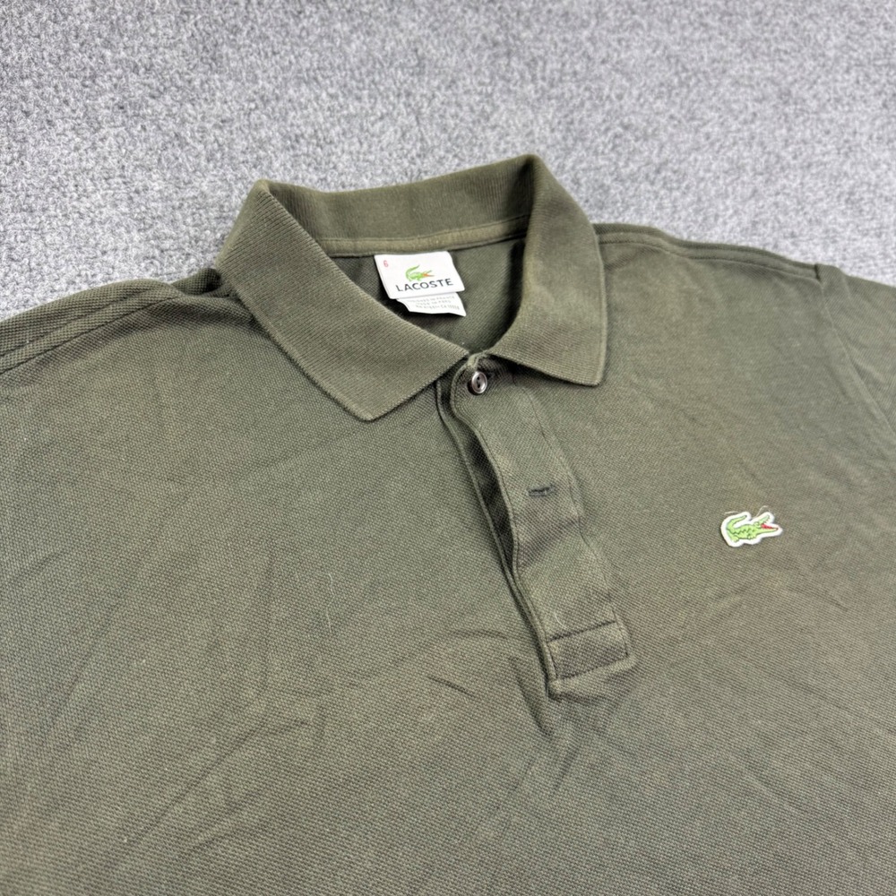 Lacoste Polo Shirt Size 6 Olive Green Pique Cotton Short Sleeve Mens